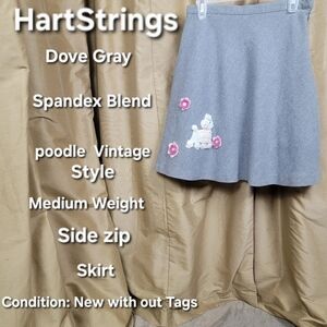 Hartstrings Gray Skirt with Poodle Embroidery